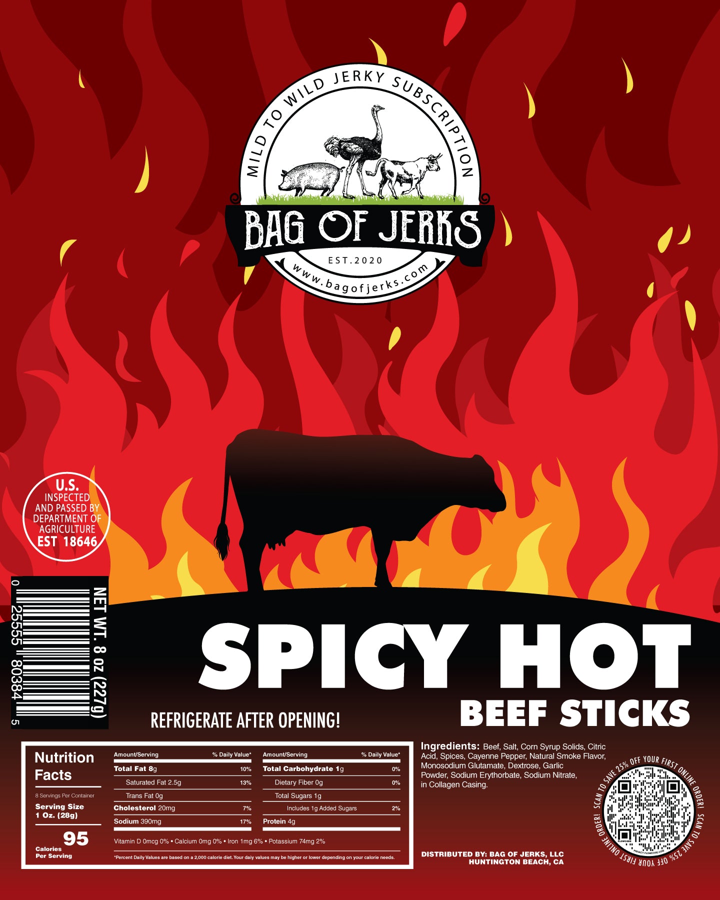 Spicy Hot Beef Sticks-Bag of Jerks